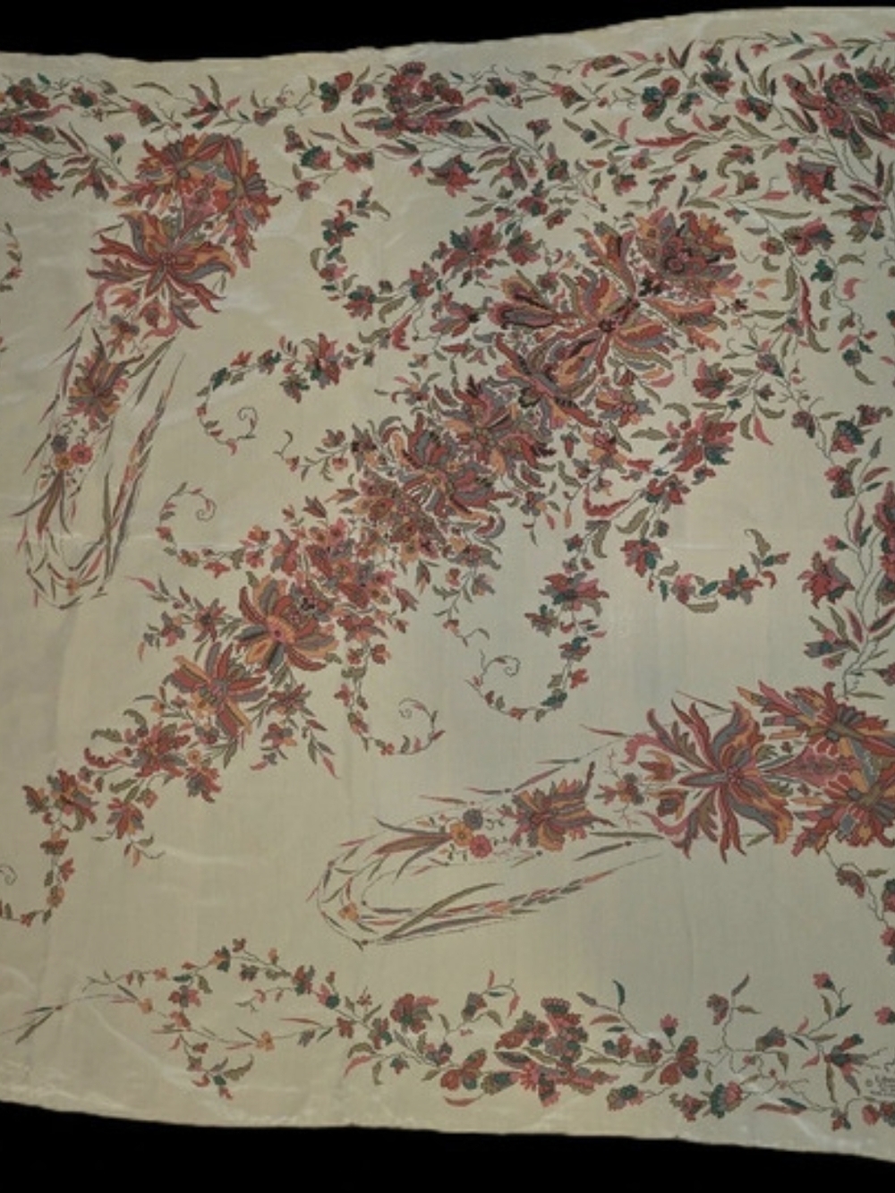 Liberty Floral Print Scarf in Cream & Red Like New